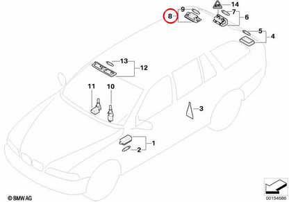 Luz interior LED OEM 63312497577 para BMW E39. Original BMW.