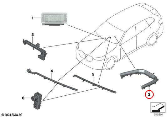 Lumière d'accentuation ambiante de la console centrale OEM 63315A3B6C9 pour BMW X3 G45, X3L G48. Véritable BMW.