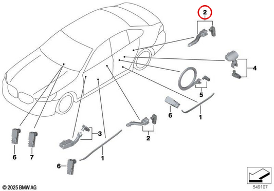 Umweltlicht OEM 63315A4F572 für BMW G60, G61, G68, G90. Original BMW.