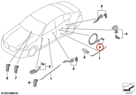 Pilote optique haut-parleur arrière gauche OEM 63315A4F588 pour BMW Série 5 G60, G68, G90, G61, G99. Véritable BMW.