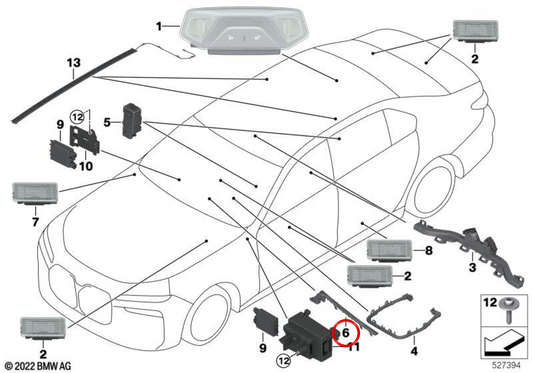 Módulo LED / Guía de luz OEM 63315A5A259 para BMW G70. Original BMW.
