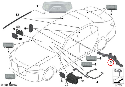 Luz ambiental Akzent OEM 63315A5A269 para BMW G70. Original BMW.