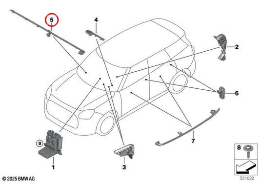 Luz ambiente interior OEM 63315A5BE33 para MINI Countryman U25 (10/2022 - 03/2025). MINI originais.