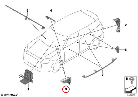 Iluminación ambiental WCA OEM 63315A5BE40 para MINI Countryman U25 (10/2022 - 03/2025). Original MINI.