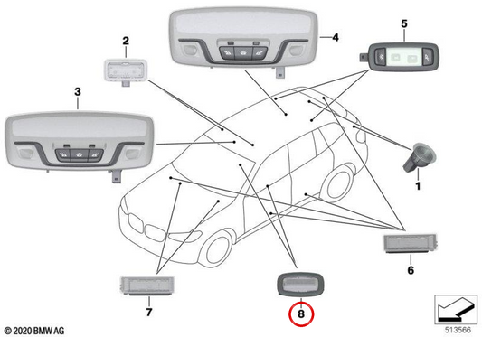 Innenlicht OEM 63316835432 für BMW G01, G08, G02. Original BMW.