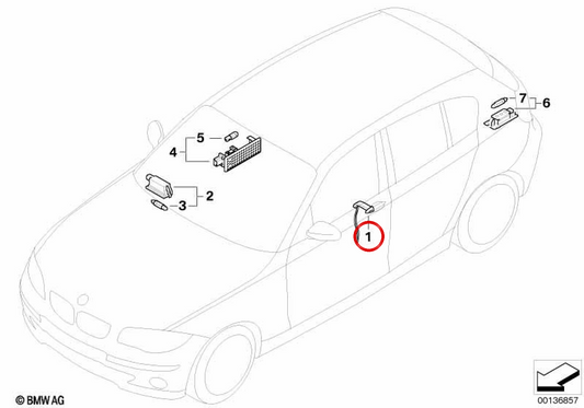 Iluminación de maneta de puerta izquierda OEM 63316933277 para BMW E81, E87. Original BMW.