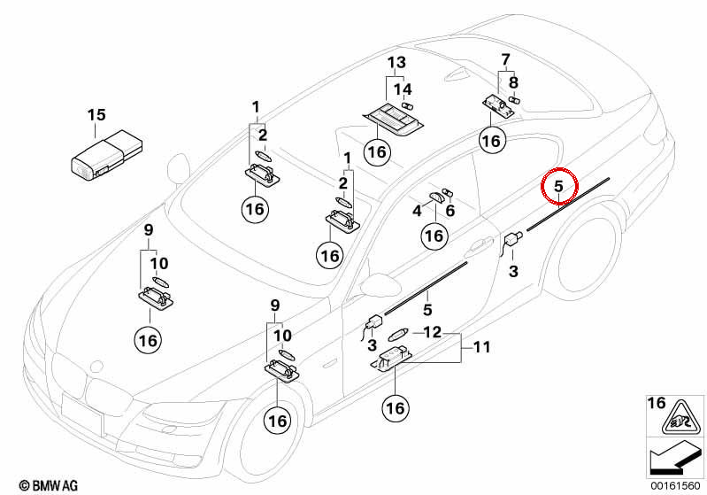 Right front door guide OEM 63316958348 for BMW E92, E92N, E93, E93N. Original BMW.