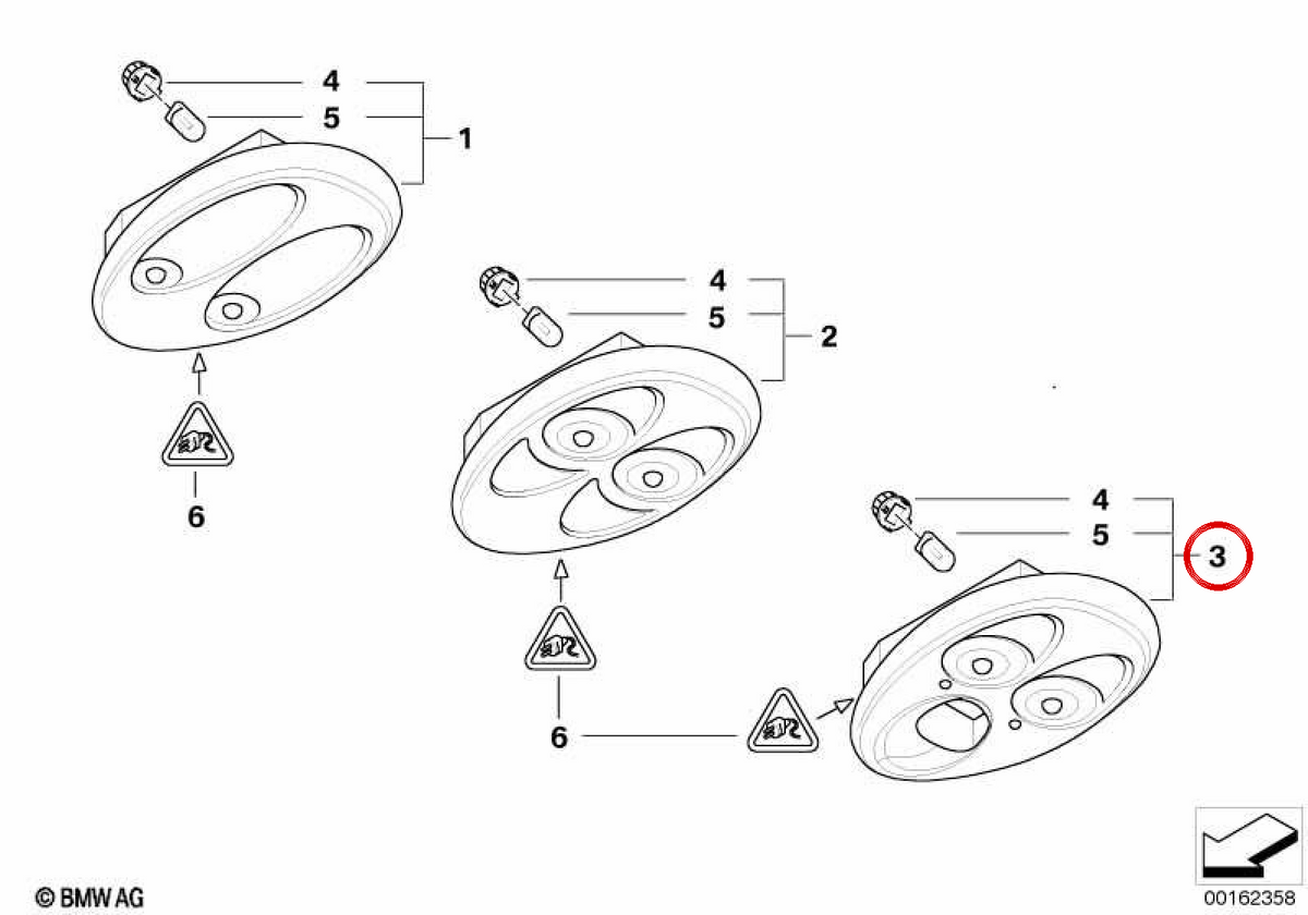 OEM Front Interior Reading Light 63316962022 for MINI R50, R53. Original MINI.