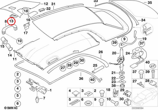 Luz de lectura interior trasera derecha OEM 63316962050 para BMW Serie 3 E46. Original BMW.