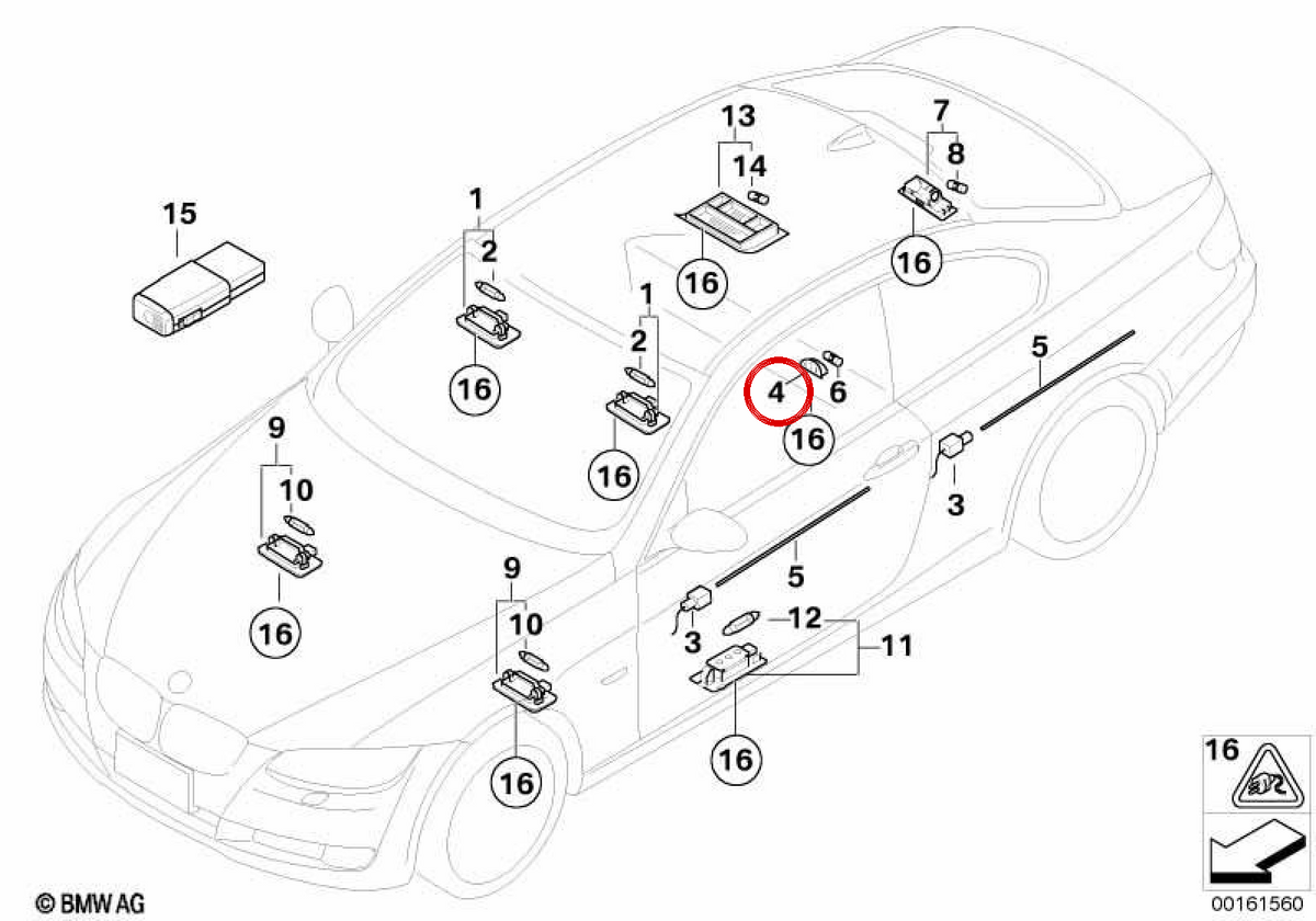 Heckfußlicht OEM 63316976722 für BMW E92, E93. Original BMW.