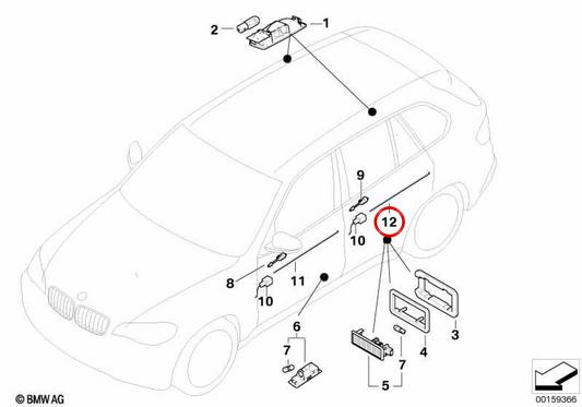 Leichte Führung hinter der hinteren Tür OEM 63319128817 für BMW E70. Original BMW.