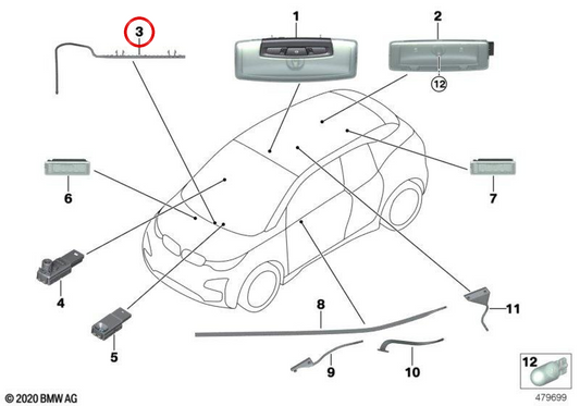 ENVIRONMENTAL LIGHTING FOR CID OEM screen 63319259409 FOR BMW I3 (I01). Original BMW.