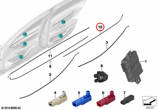 Fibra Optics Sinistra Luce posteriore OEM 63319301997 per BMW G12. BMW originale.