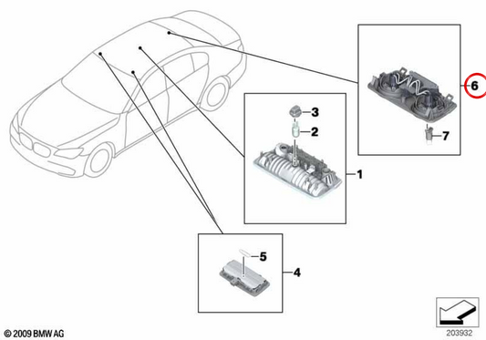 Luz de teto ajustável OEM 63319321578 para BMW F07, F10, F11, F01, F02. BMW genuíno.
