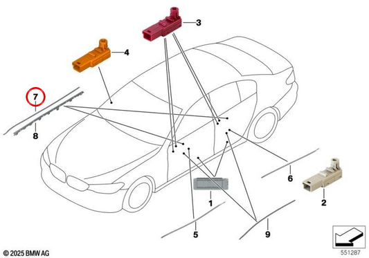 Luz de contorno da porta dianteira direita OEM 63319335184 para BMW F90, F90N, G30, G30N, G31, G31N, G38, G38N, G32, G32N. BMW genuíno.
