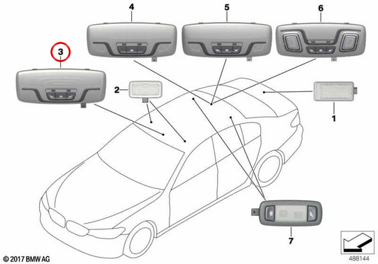 Luce LED frontale OEM 63319365480 per BMW G30, G30N, G31, G31N, G38, G32, G32N, G01, G01N, G08, G02, G02N. BMW originale.