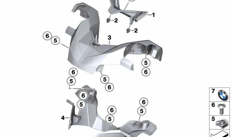 Cubierta del manillar inferior OEM 46638558242 para motos BMW C 400 X (K09) 2018-2021. Original BMW Motorrad.