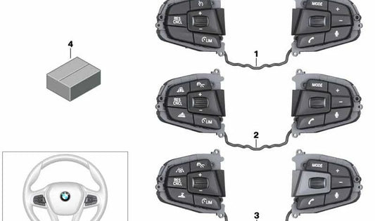 Botón mando volante multifunción OEM 61317942423 para BMW G30, G31, G32 {Series 5 y 6 modelos: 518d, 520d con cambio manual y automático}. Original BMW.
