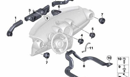 Salidas de aire exteriores OEM 51452752764 para MINI R55, R56, R57, R58, R59, R60, R61. Rejilla interior del salpicadero. Pieza original MINI.