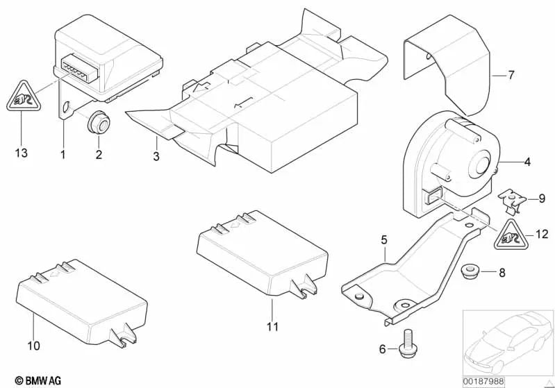 Soporte para sirena de emergencia para BMW Serie 3 E46, X3 E83, E83N (OEM 65758377290). Original BMW