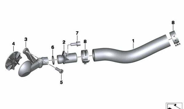 Tubo de ventilación motor OEM 11159898482 para BMW Motorrad R nineT (RK21), R nineT Pure (RK22), R nineT Scrambler (RK23), R nineT Urban G/S (RK33). Original BMW Motorrad.