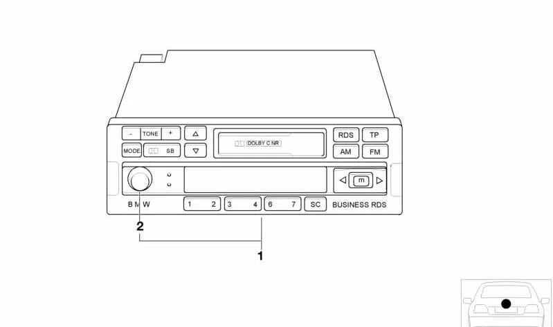 Botón de control OEM 65126907820 para BMW E36, E31 y Z3. Compatible con radios originales BMW Business y Bavaria. Recambio original BMW.