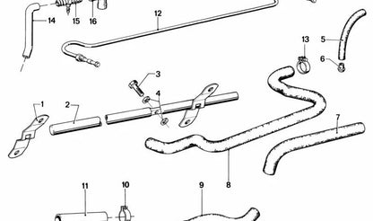 Breather hose for BMW 3 Series E21, 5 Series E12 (OEM 11151252407). Original BMW