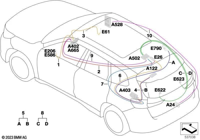 Ethernet Cable for BMW X1 U11 (OEM 61115A94EB6). Genuine BMW.