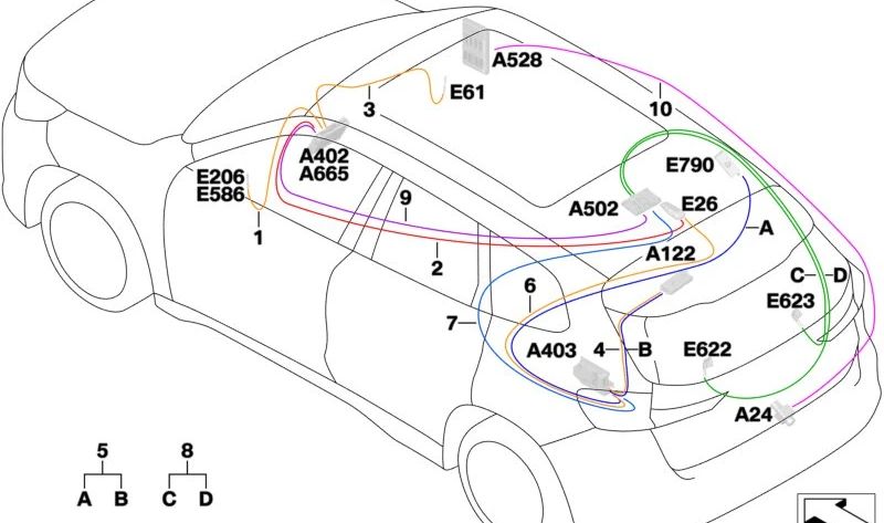 Cable Ethernet OEM 61115A94E68 para BMW E28, E24, E23, U11, U12. Original BMW.
