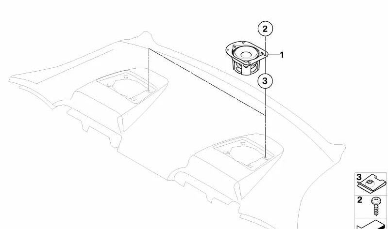 Altavoz medio izquierdo para sistema HiFi OEM 65139143149 para BMW E63 (630i con motores N52 y N53, cambio manual o automático, tracción trasera). Original BMW.
