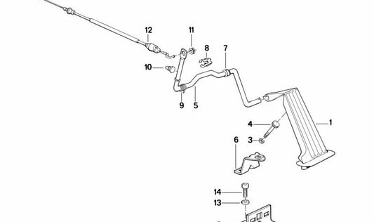 OEM accelerator cable 35412294194 for BMW Z1 (E30). Compatible with models with M20 engine of rear traction and manual change produced between 07/01/1988 and 06/30/1991. Original BMW.