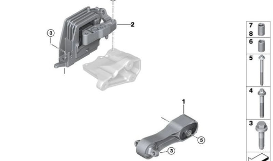 Soporte pendular motor OEM 22116885790 para MINI F56, F56 LCI, Cabrio F57, Cabrio F57 LCI. Original MINI.