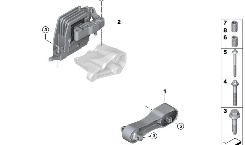 Soporte oscilante para BMW F40, F52, F44, F45, F46, F48, F49, F39, MINI F54, F55, F56, F57, F60 (OEM 22116885788). Original BMW