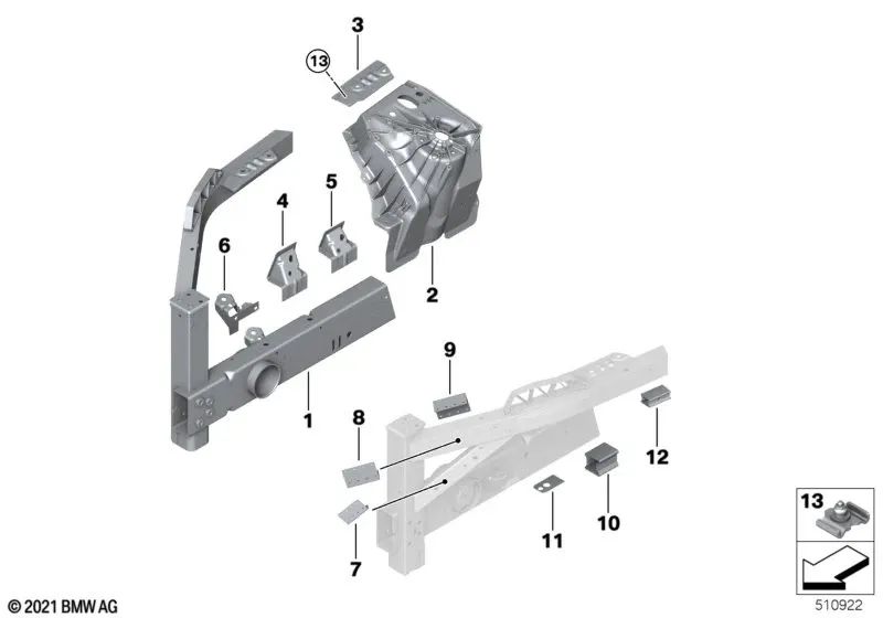 Left engine mount for BMW i I20 (OEM 41009880895). Original BMW.