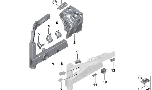 Soporte motor OEM 41009623785 para BMW I20. Pieza de repuesto para la estructura del motor. Compatible solo con BMW I20. Original BMW.