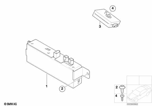 Antenna amplifier for BMW 3 Series E46 (OEM 65206912818). Original BMW.