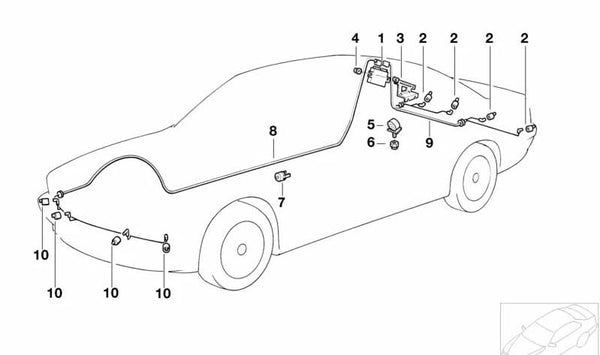 Sensor de aparcamiento ultrasónico color azul profundo OEM 66209124166 para BMW E39, E60, E60N, E61, E61N, E83, E83N. Compatible con sistema PDC. Original BMW.