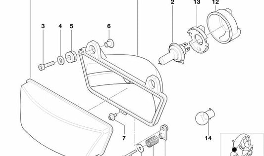 Faro delantero OEM 63122350525 para BMW Motorrad C1 125, C1 200. Original BMW Motorrad.
