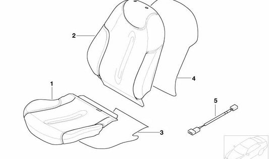 Funda respaldo deportivo tela derecha OEM 52107130072 para MINI Cabrio R52, Cooper RF31, RF32... y más. Original MINI.