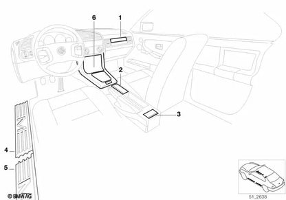 Cubierta del umbral de entrada trasero izquierdo para BMW Serie 3 E36 (OEM 51472490041). Original BMW