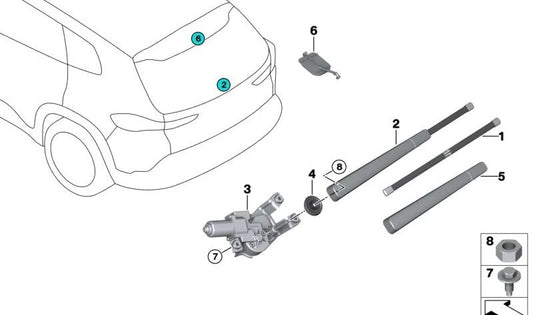 Linkes Windschutzscheiben hinten für BMW I I20, XM G09 (OEM 61628496832). Original BMW