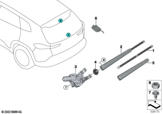 Système de lavage du pare-brise arrière pour BMW G09 (OEM 61687930660). BMW d'origine