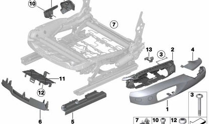 Embellecedor izquierdo anclaje cinturón OEM 52106979625 para BMW E87, E90, E91, E84, F25, F26, E89. Original BMW.
