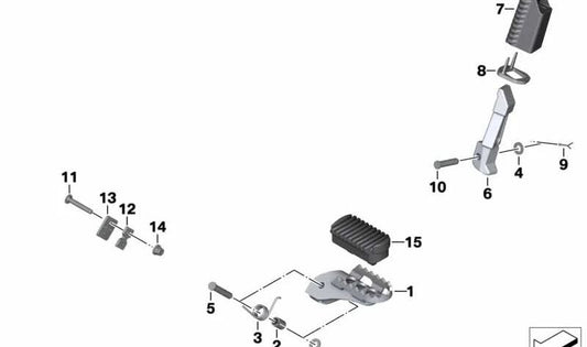 Descansa-pies izquierdo OEM 46717701199 para motos BMW F700GS, F650GS, F800GS. Original BMW Motorrad.