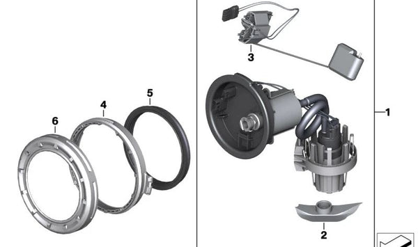 Bomba de combustible OEM 16148521488 para BMW Motorrad R 1200 GS, GS Adventure, RT, R, RS (modelos RK50, RK51, RK52, RK53, RK54). Original BMW Motorrad.