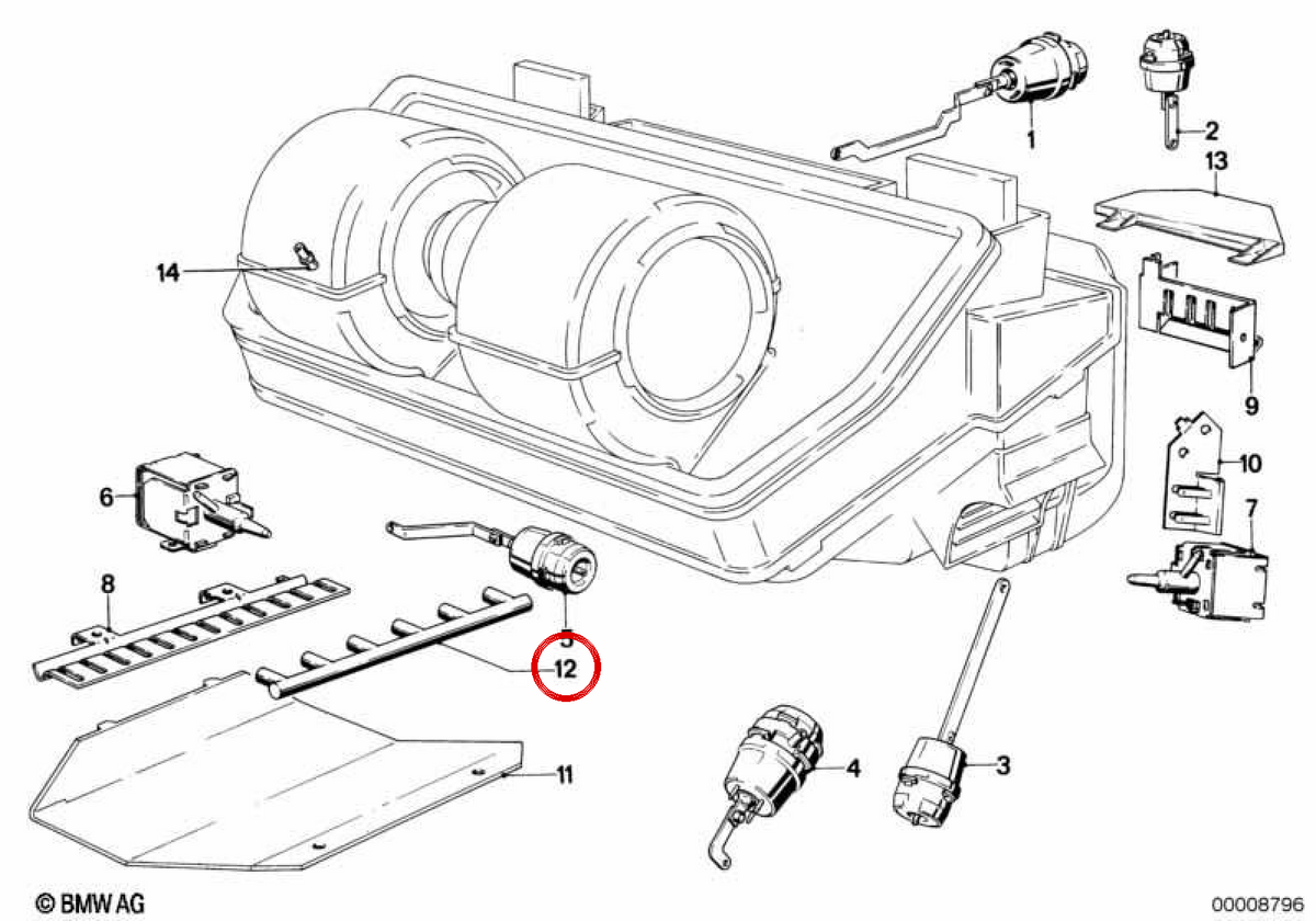 Conector de calefacción OEM 64111367836 para BMW E23. Original BMW.