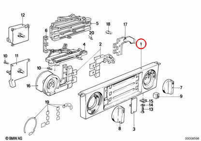 Placa frontal OEM 64111375912 para BMW E28. Original BMW.