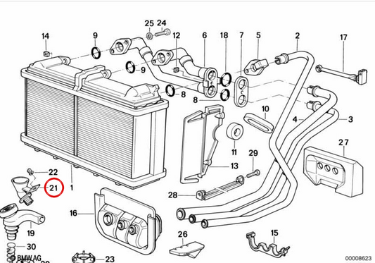Ugello d'aria OEM 64111378307 per BMW E31, E32, E34. BMW originale.
