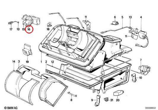 OEM heating system actuator 64111380275 for BMW E30. Original BMW.