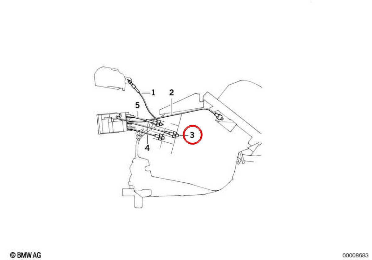Cable Bowden de ventilación OEM 64111384022 para BMW E34. Original BMW.